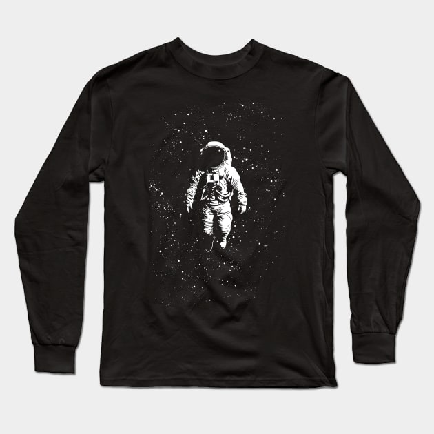 Astronaut on space Long Sleeve T-Shirt by Monochromania